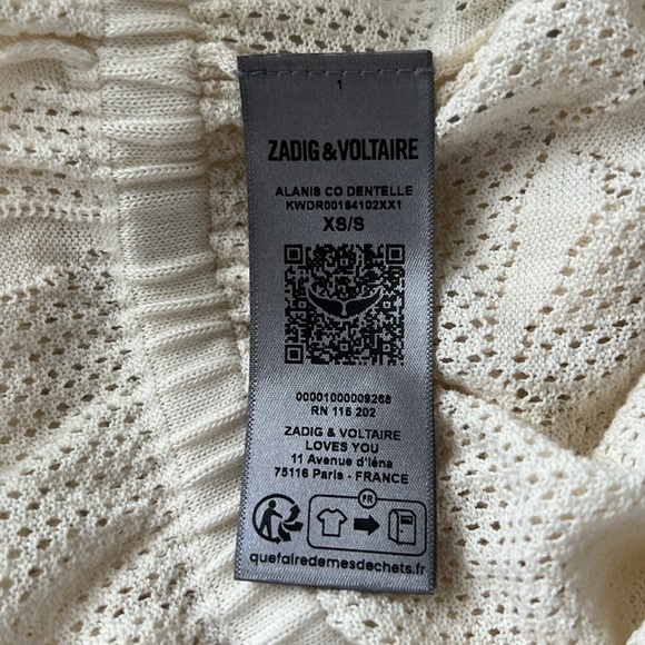 Zadig & Voltaire Alanis Dentelle Ecru Tie Shoulder Mini Dress Size XS|S Reg $498 - Picture 11 of 12